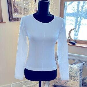 White Pink Rose long sleeve top Small